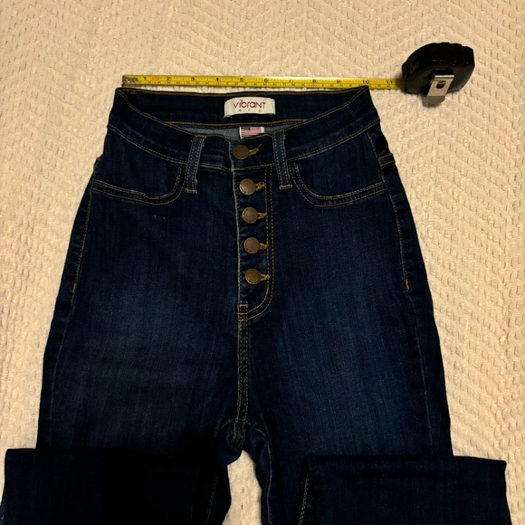 Vibrant MIU Women’s Flare Stretch Button Front Size 5 (W26) Super Soft Like New - Picture 12 of 13